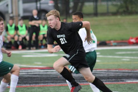 Matt O'Donnell runs after the ball in the Knights thrilling 2-1 victory over Lawrence.